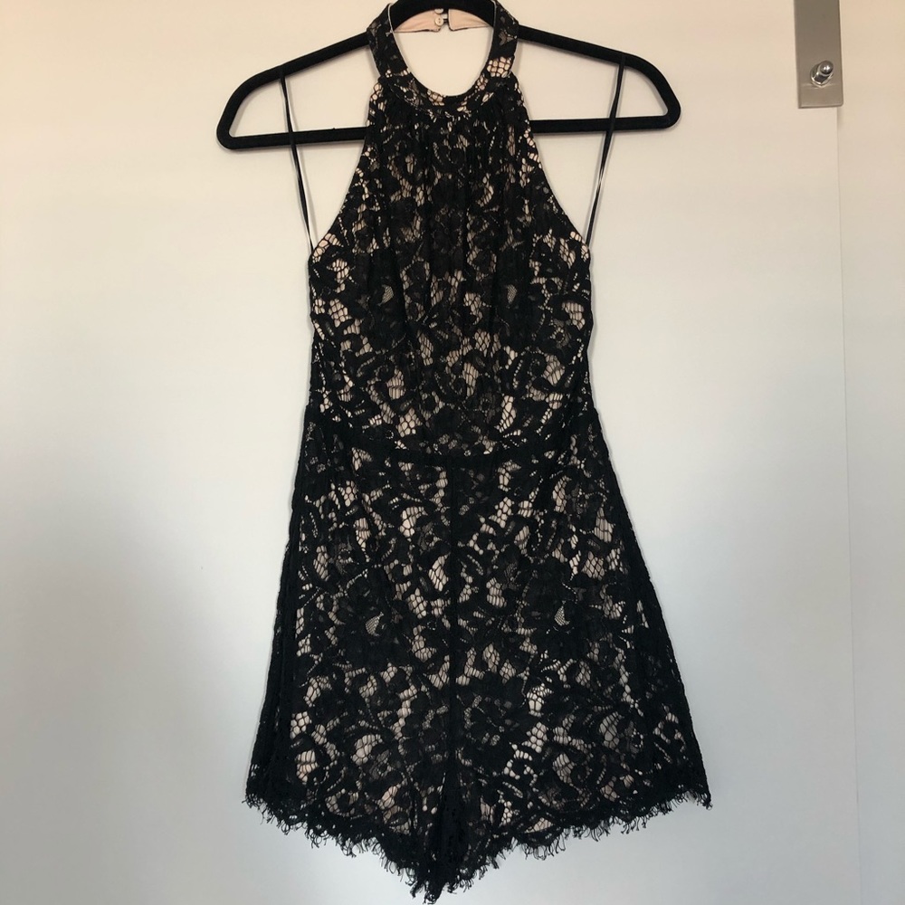 Lush Backless Lace Romper